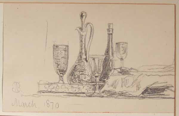 Still Life Group of Bottle, Decanter and Wine Glasses
